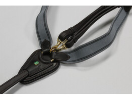 Elastisch voortuig  golden gespen  PS choco-grijs