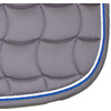 Tapis selle gris / galons blanc et bleu roi