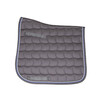 Tapis selle gris / galons blanc et bleu roi